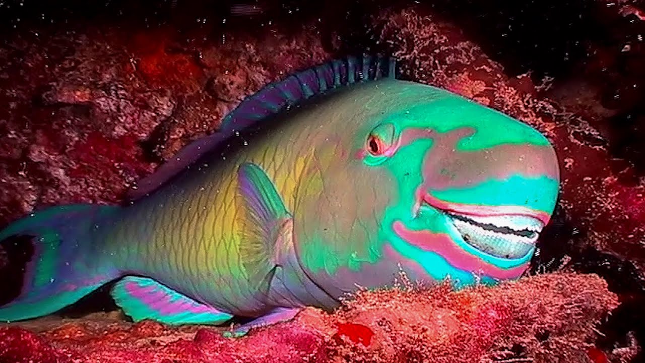 Colorful Parrot Fish in Coral Reef